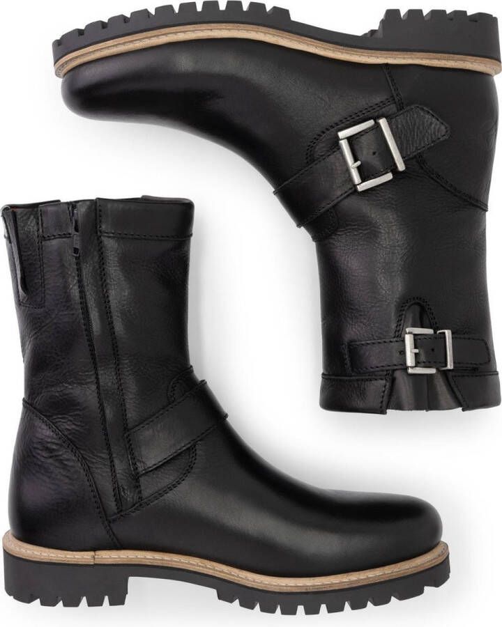 Travelin ' Silkeborg Leren Heren laarzen Wol gevoerde biker boots Zwart Leer