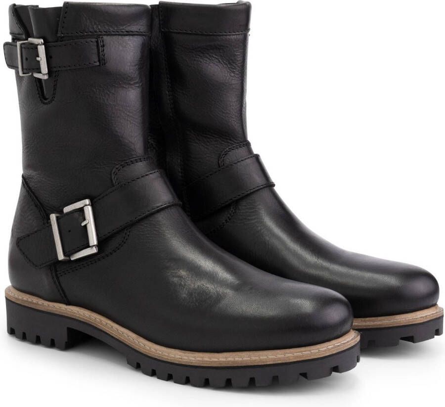 Travelin ' Silkeborg Leren Heren laarzen Wol gevoerde biker boots Zwart Leer