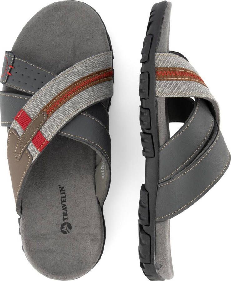 Travelin Solsvik Slipper Leren Outdoor- Sport- en Wandelsandalen met Profielzool Grijs - Foto 2