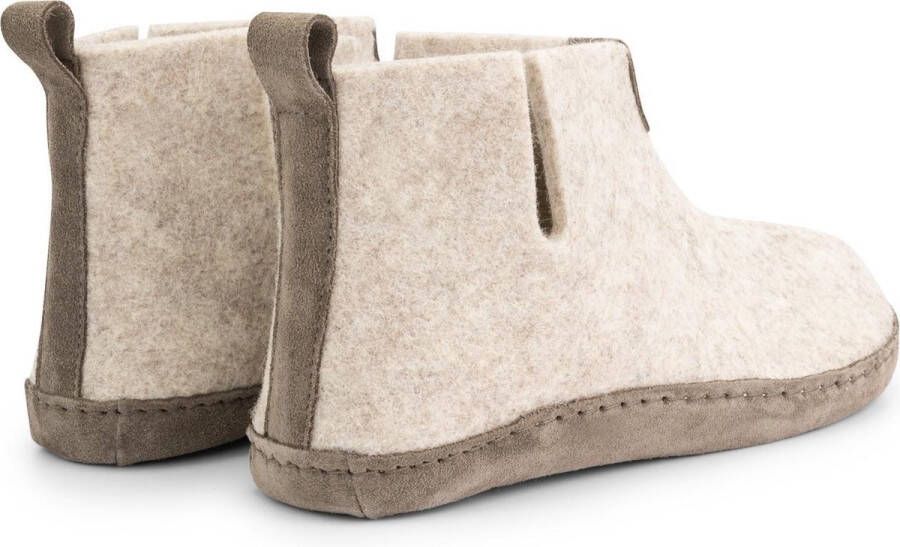 Travelin ' Stay-Home Dames hoge sloffen Wollen pantoffels Suede zool Zand Beige