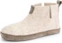 Travelin ' Stay Home Dames hoge sloffen Wollen pantoffels Suede zool Zand Beige - Thumbnail 7