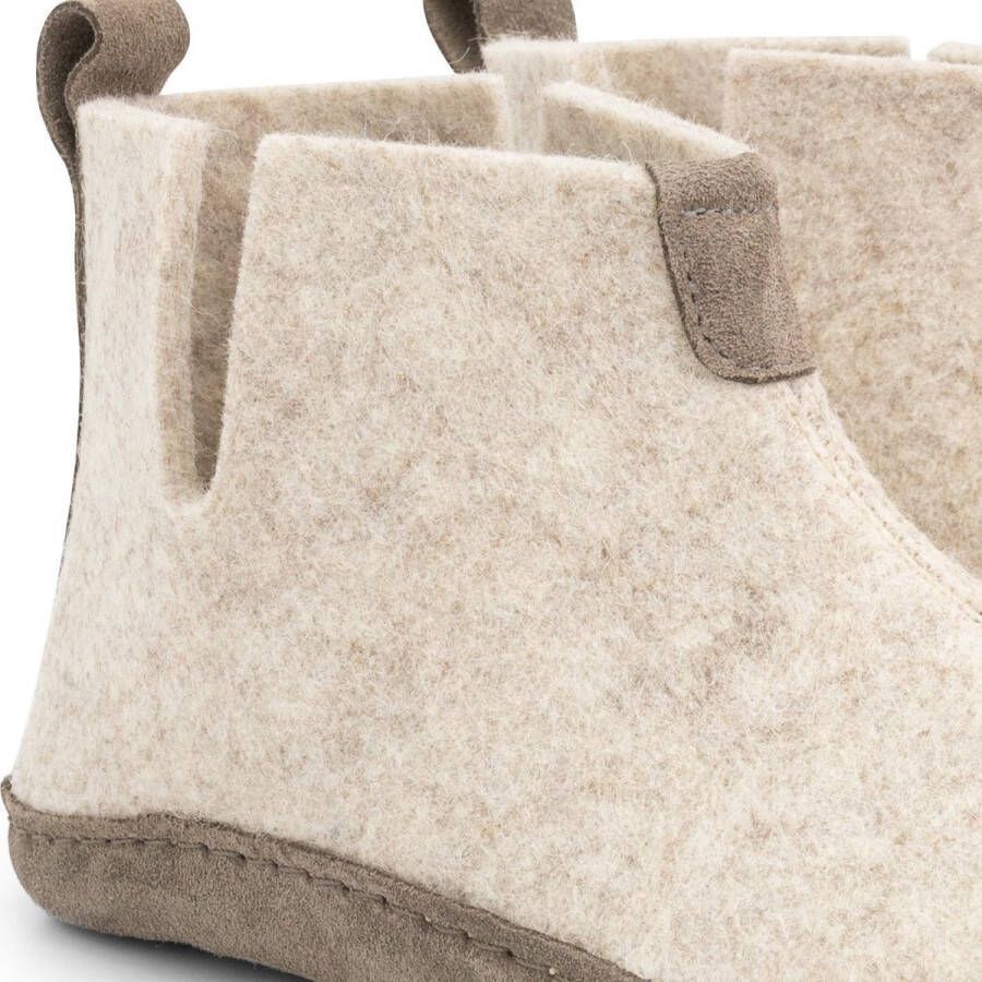 Travelin ' Stay-Home Dames hoge sloffen Wollen pantoffels Suede zool Zand Beige