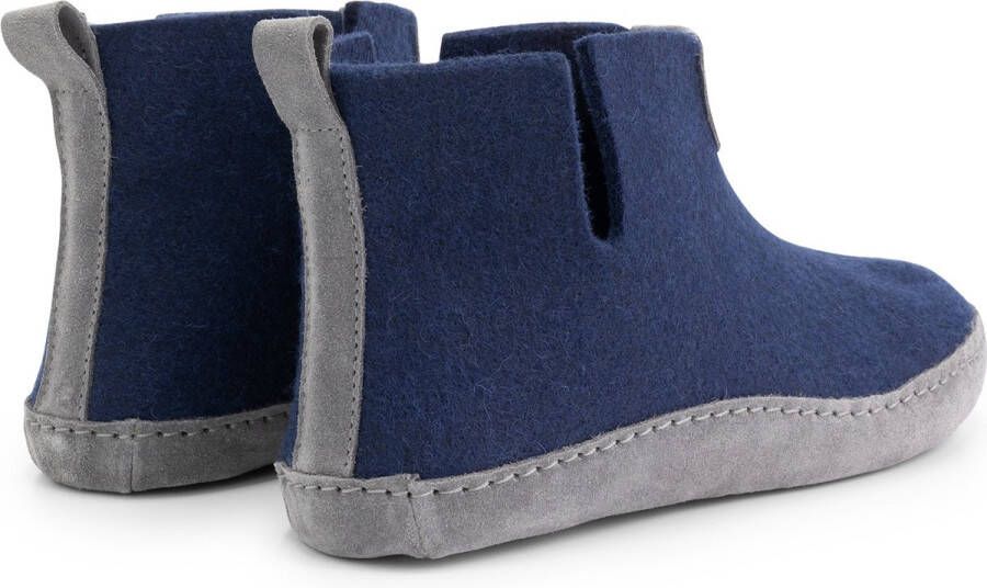 Travelin ' Stay-Home Dames Sloffen Wollen Pantoffels suède zool Navy Blauw