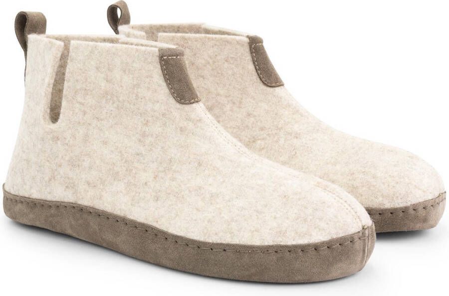 Travelin ' Stay-Home Heren hoge sloffen Wollen pantoffels Suede zool Beige Zand