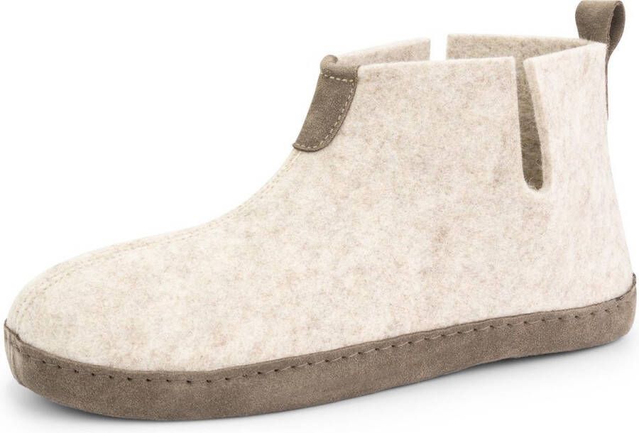 Travelin ' Stay-Home Heren hoge sloffen Wollen pantoffels Suede zool Beige Zand