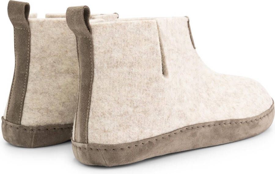 Travelin ' Stay-Home Heren hoge sloffen Wollen pantoffels Suede zool Beige Zand