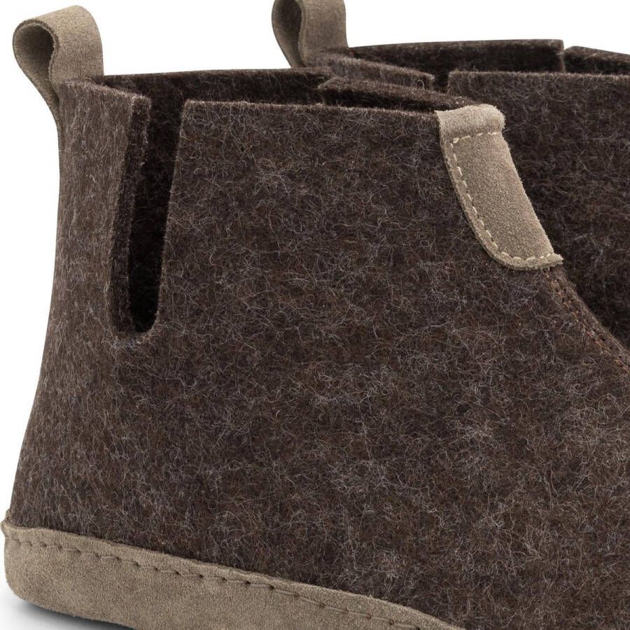 Travelin ' Stay-Home Heren hoge sloffen Wollen pantoffels Suede zool Bruin