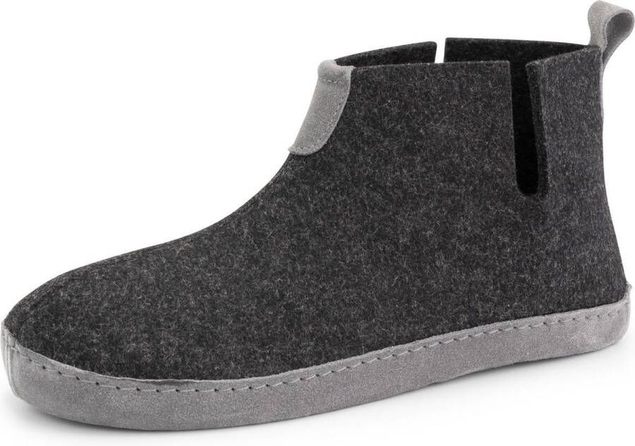 Travelin ' Stay-Home Heren hoge sloffen Wollen pantoffels Suede zool Grijs