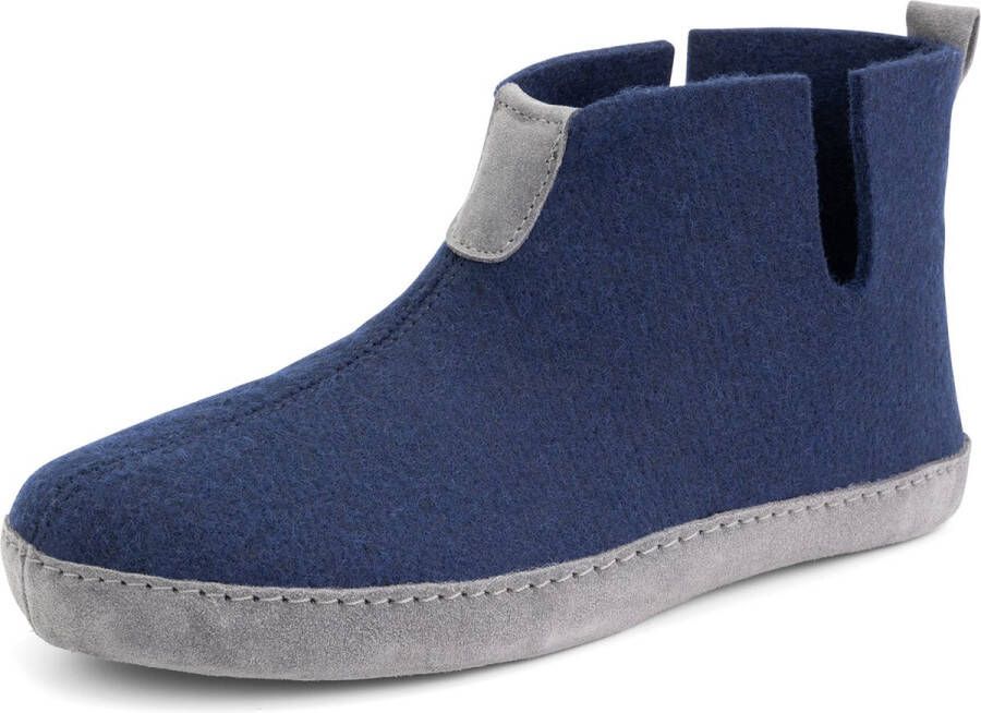 Travelin ' Stay-Home Heren Sloffen Wollen Pantoffels suède zool Marine Blauw