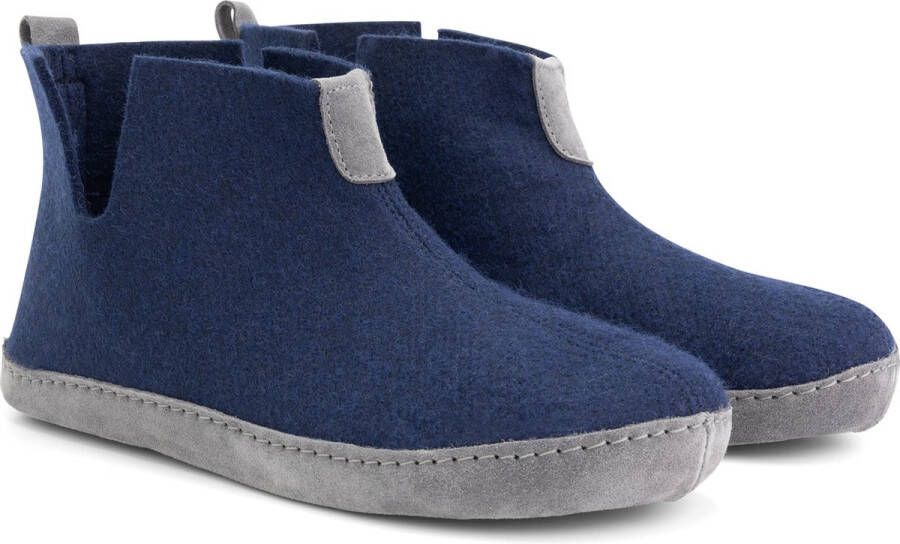 Travelin ' Stay-Home Heren Sloffen Wollen Pantoffels suède zool Marine Blauw