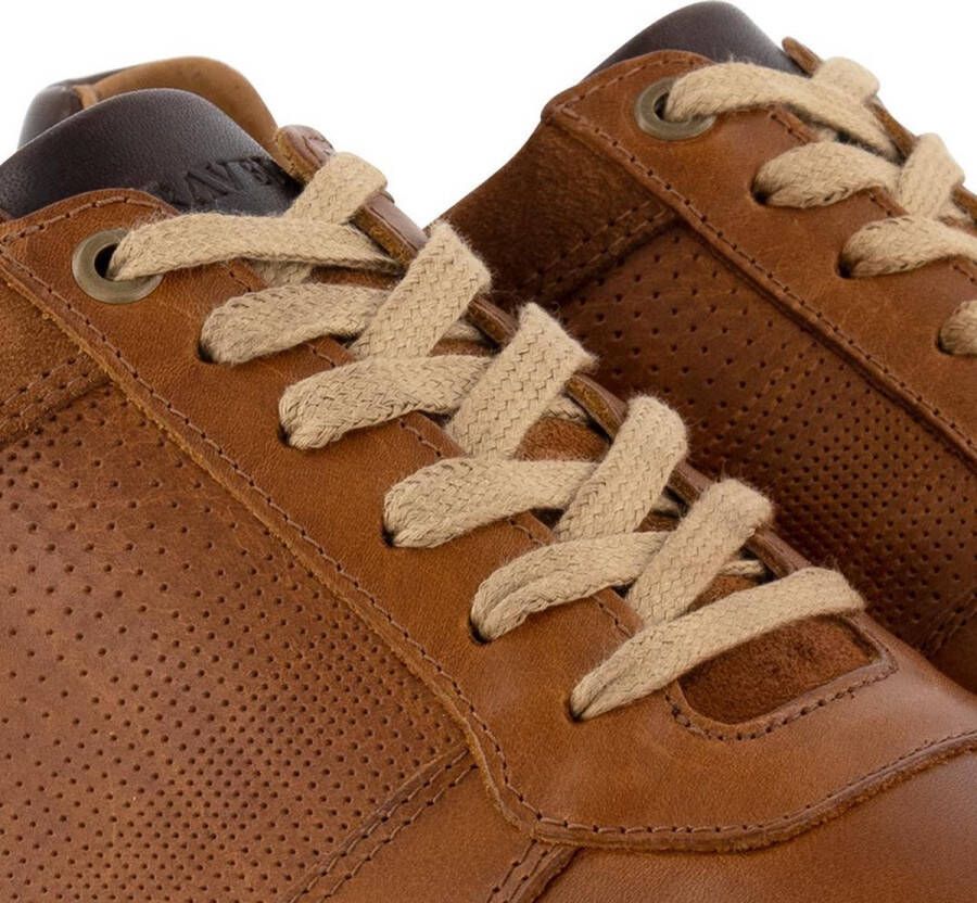 Travelin ' Worcester Casual leren herensneakers Veterschoen Cognac Bruin Leer