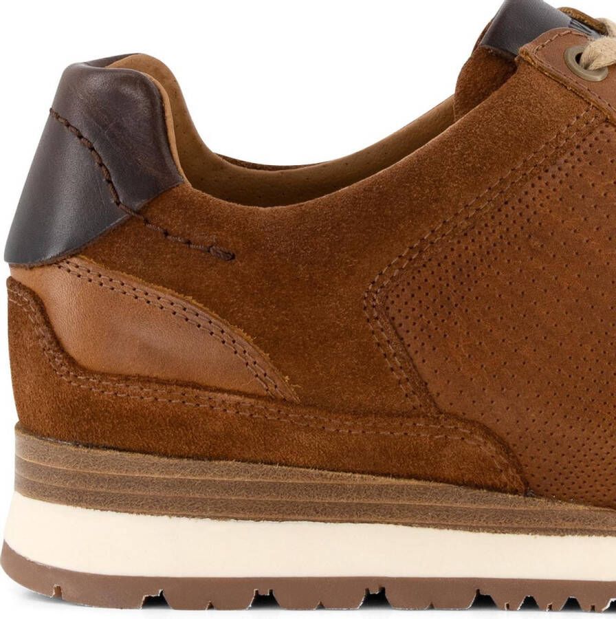 Travelin ' Worcester Casual leren herensneakers Veterschoen Cognac Bruin Leer