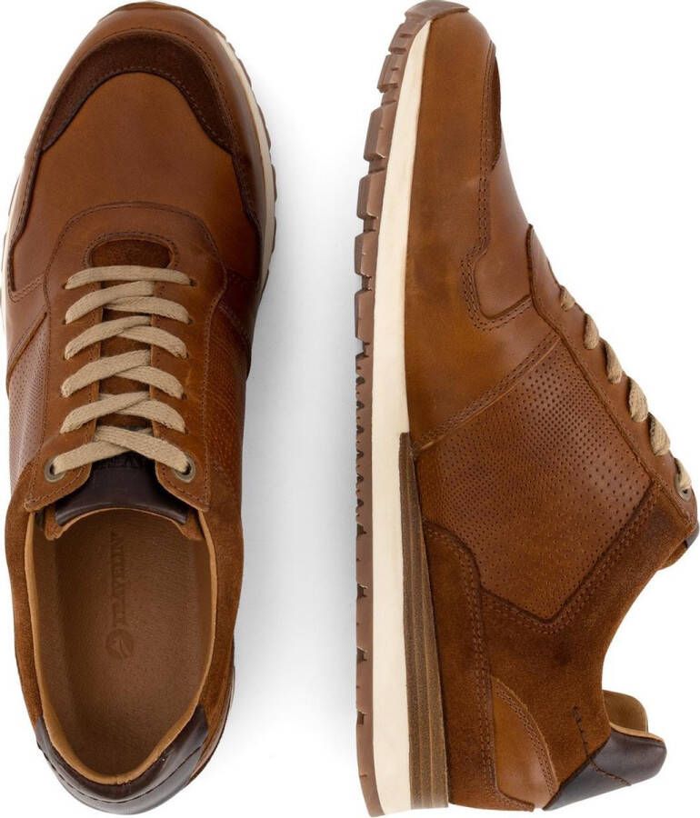 Travelin ' Worcester Casual leren herensneakers Veterschoen Cognac Bruin Leer