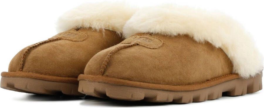 UGG Pantoffels Dames Sloffen Instappers Suède Harde zool Open hiel 5125 Cognac