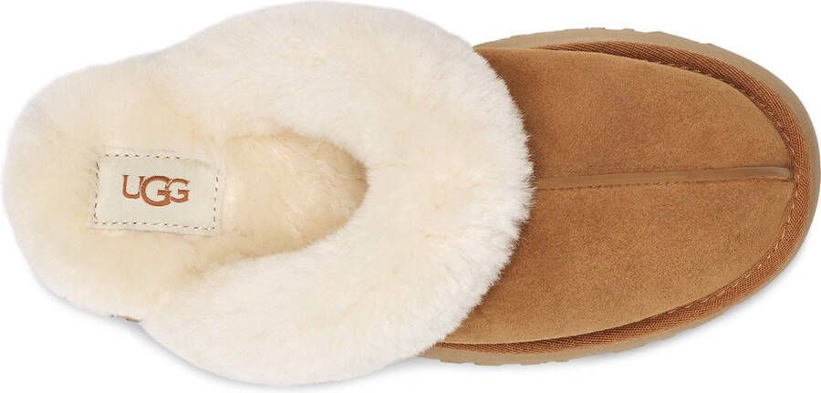 UGG Pantoffels Dames Sloffen Instappers Suède Harde zool Dichte hiel Disquette Cognac - Foto 10