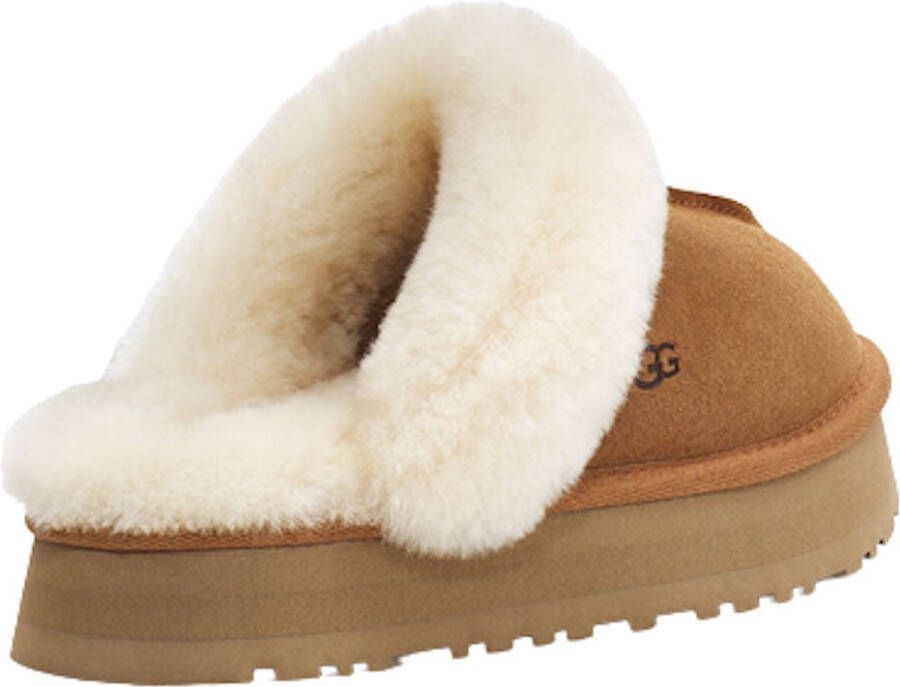 UGG Pantoffels Dames Sloffen Instappers Suède Harde zool Dichte hiel Disquette Cognac - Foto 11