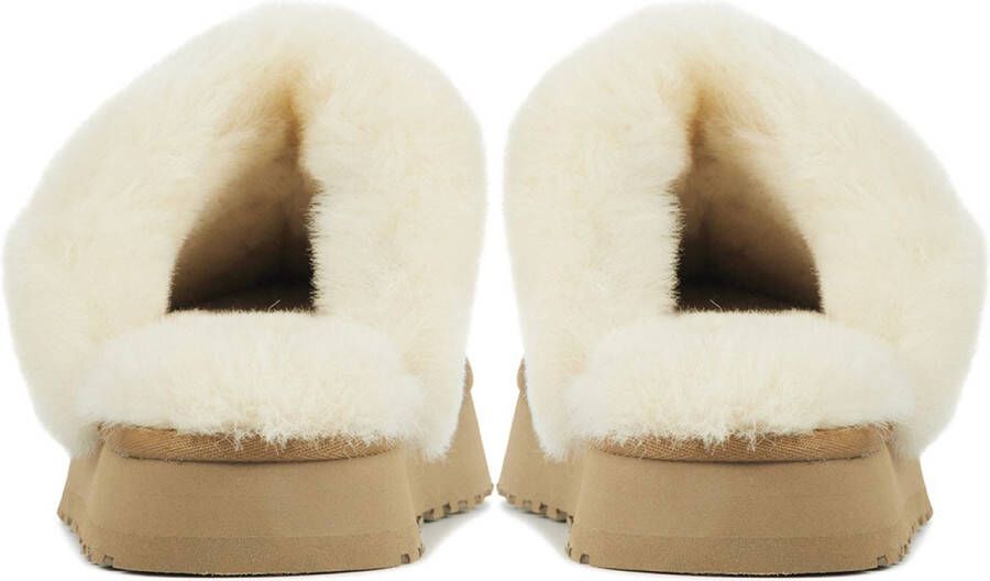 UGG Pantoffels Dames Sloffen Instappers Suède Harde zool Dichte hiel Disquette Cognac - Foto 12