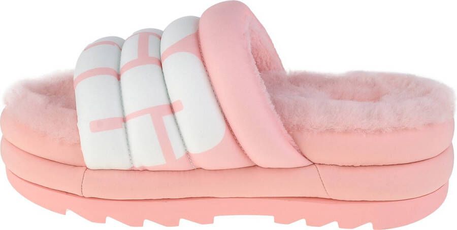 UGG W Maxi Slide Logo Pantoffels Sloffen Dames Roze