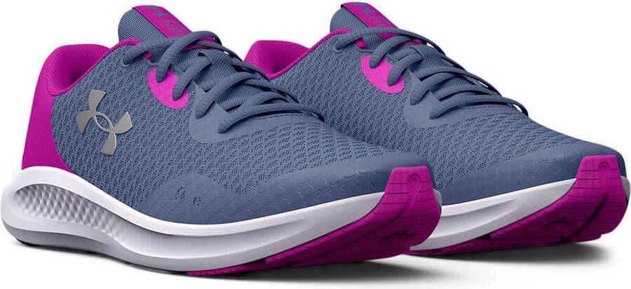 Under Armour GGS Charged Pursuit 3 Hardloopschoenen Aurora Purple Strobe Metallic Silver Kinderen