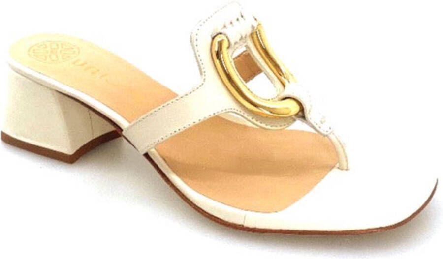 Unisa Witte leren blokhak muiltjes Beige Dames - Foto 3