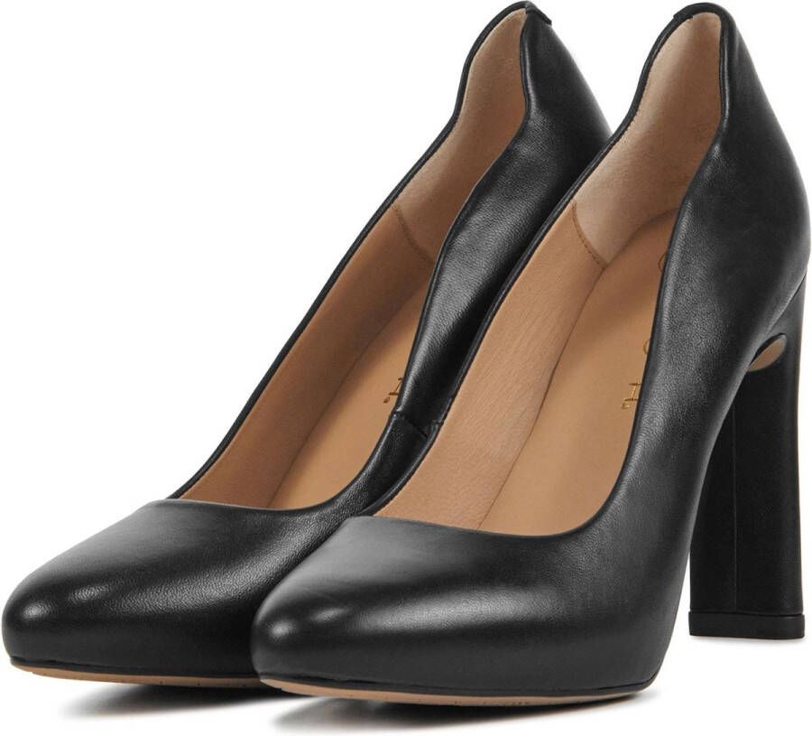 Unisa Pumps Stiletto Dames Damesschoenen Leer Blokhak hoogte Pascual led Zwart