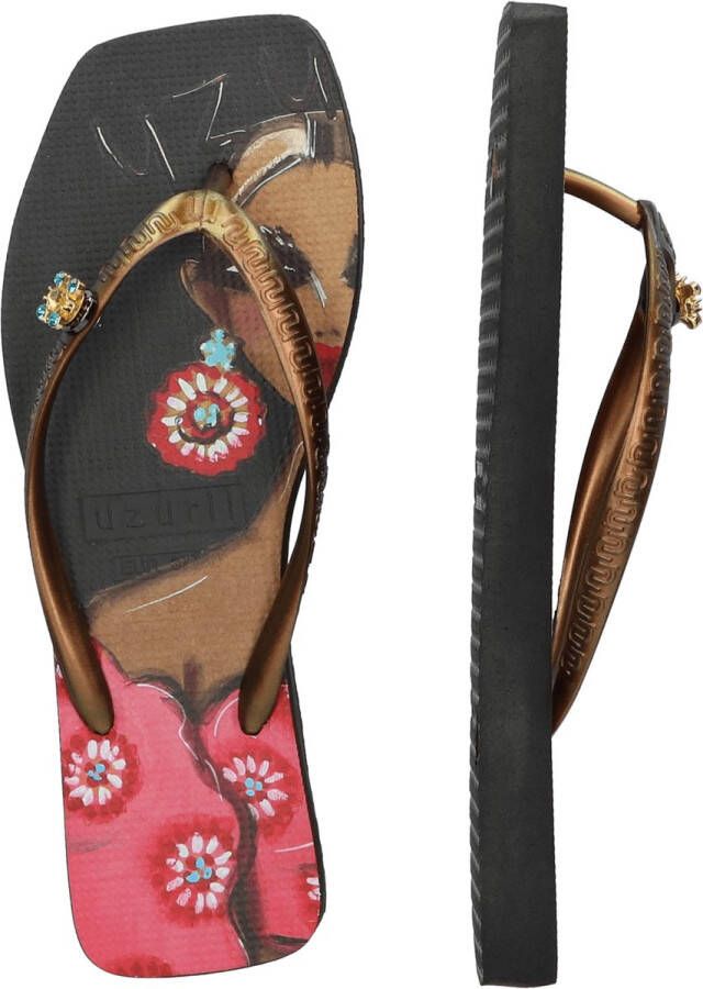 Uzurii Beach Printed Claudia Dames Slippers Black