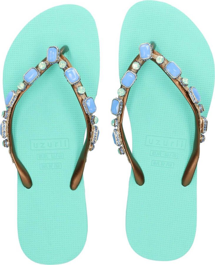 Uzurii Copa Cabana Blue Dames Slippers Mint Green