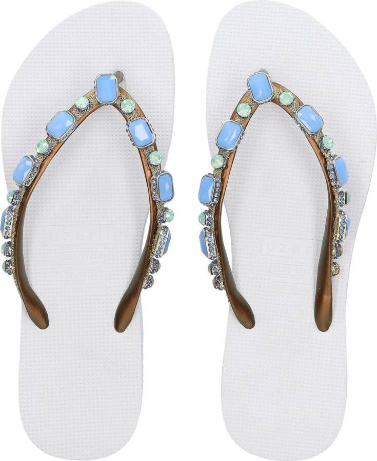 Uzurii Copa Cabana Blue Dames Slippers White Wit Kunststof