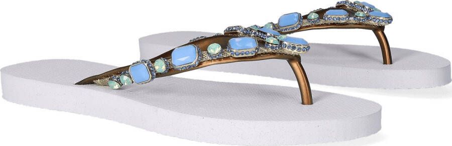 Uzurii Copa Cabana Blue Dames Slippers White Wit Kunststof