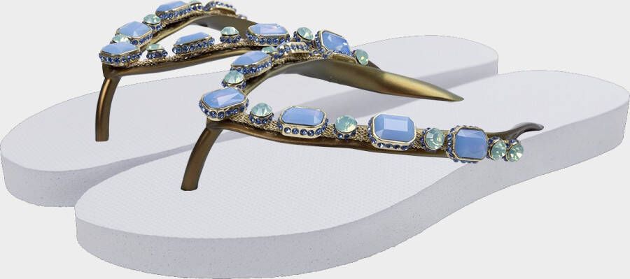Uzurii Copa Cabana Blue Dames Slippers White Wit Kunststof