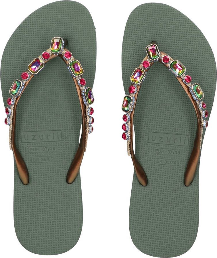 Uzurii Copa Cabana Colorful Dames Slippers Army Green - Foto 3