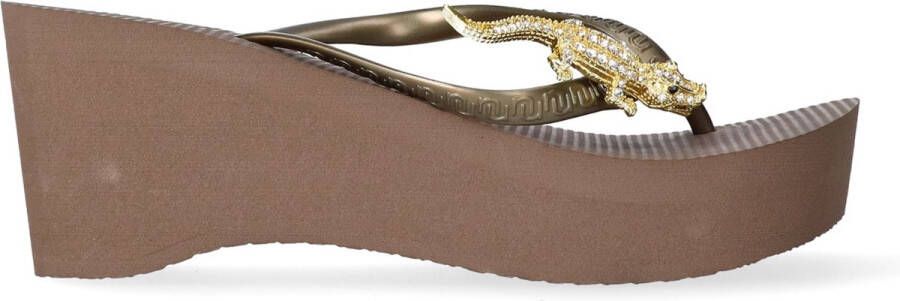 Uzurii Gold Crocodile Switch High Heel Dames Slippers Taupe | Taupe | Gold Crocodile Switch High Heel - Foto 4