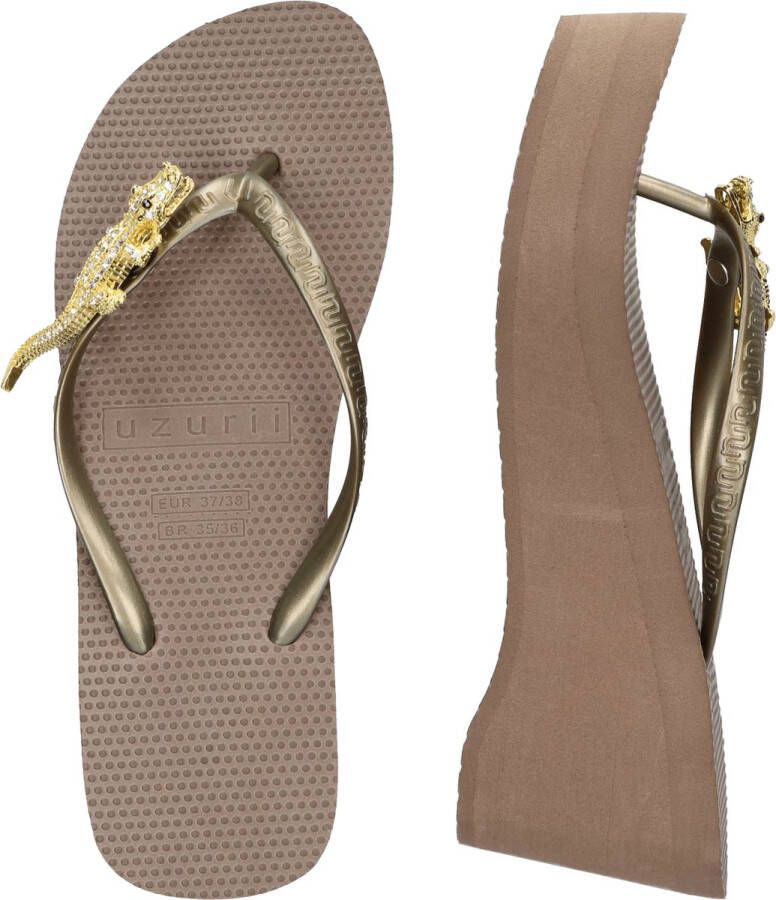 Uzurii Gold Crocodile Switch High Heel Dames Slippers Taupe | Taupe | Gold Crocodile Switch High Heel - Foto 6
