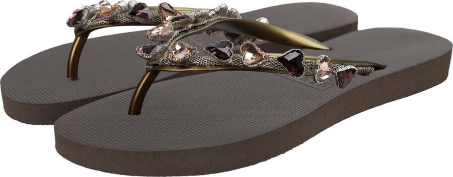 Uzurii Heart Bronze dames slipper Bruin multi