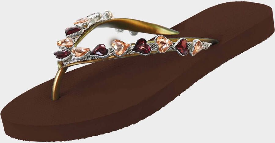 Uzurii Heart Bronze dames slipper Bruin multi