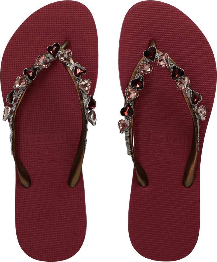 Uzurii Heart Bronze Dames Slippers Ruby Bordeaux Kunststof