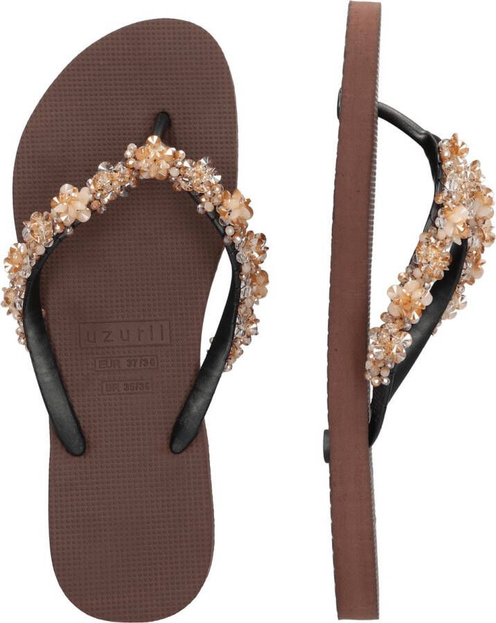 Uzurii Precious Bloom Gold Dames Slippers Coffee Bruin Kunststof