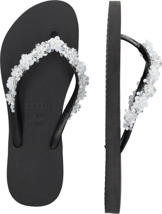 Uzurii Precious Bloom White Dames Slippers Black Zwart Kunststof