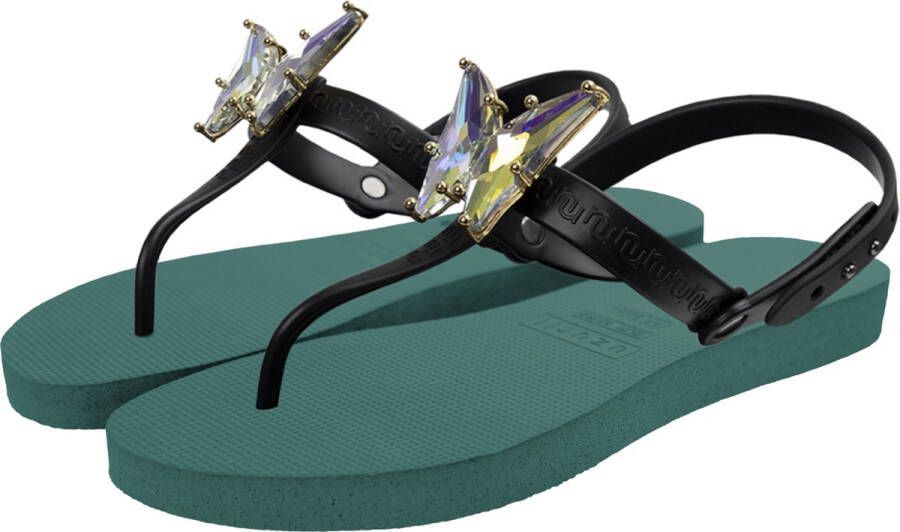Uzurii Selena Butterfly Chrystal dames slippers Forest Green - Foto 3