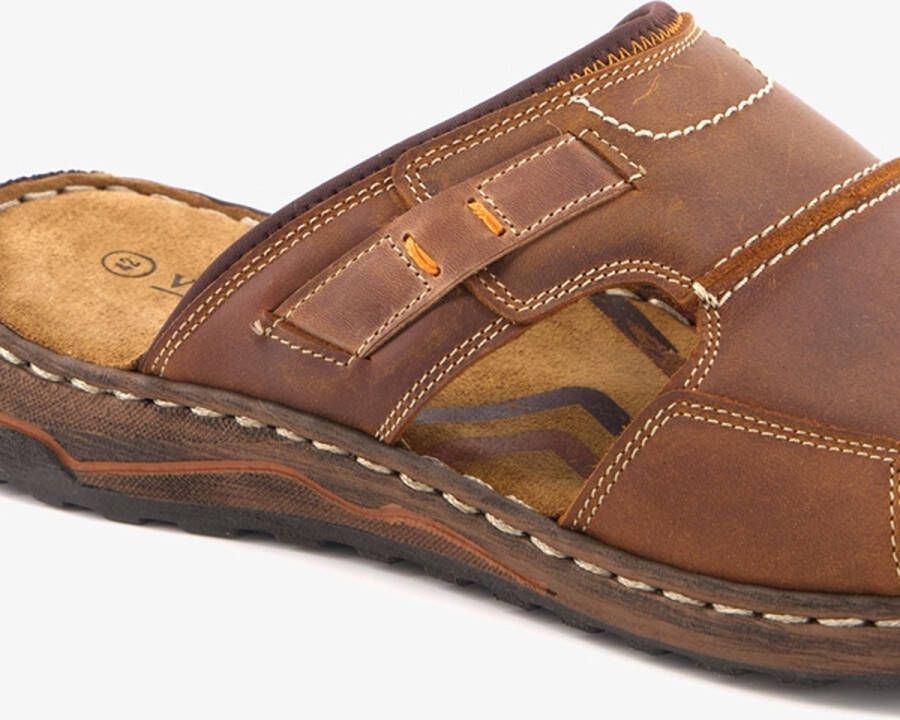 Van Beers leren heren slippers cognac - Foto 4
