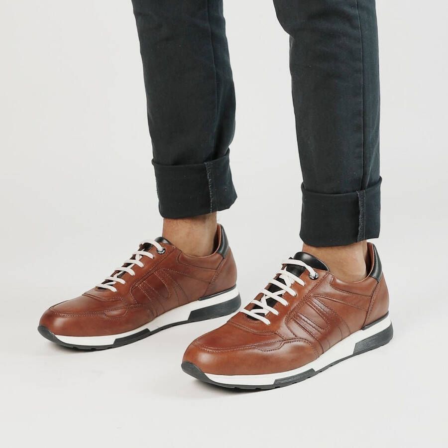 Van Lier Heren Cognac leren sneakers