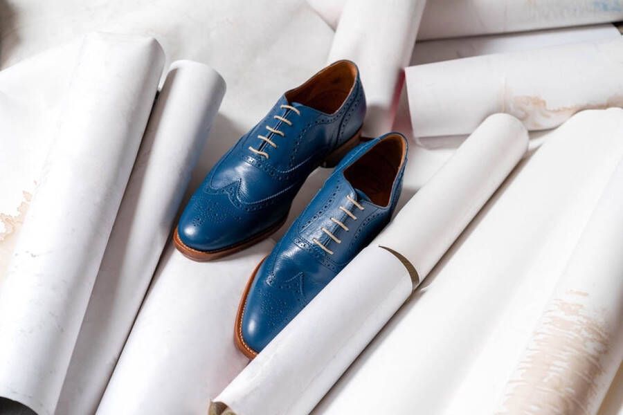 VanPalmen Quirey Nette schoenen heren veterschoen blauw goodyear-maakzijze topkwaliteit