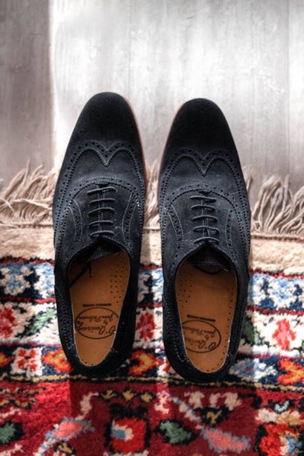VanPalmen Quirey Nette schoenen heren veterschoen zwart suede goodyear-maakzijze topkwaliteit