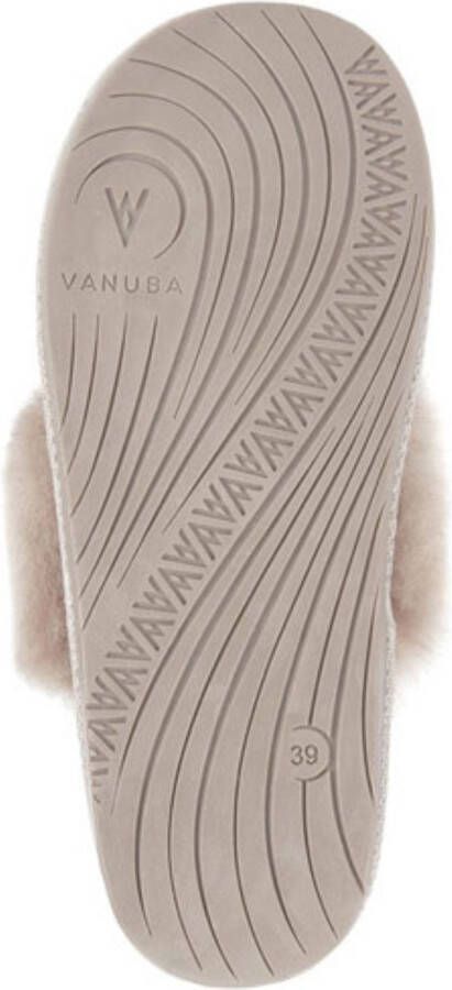 Vanuba LuLu- Leren dames Pantoffels Sloffen gevoerd met schapenvacht. Bruin Beige