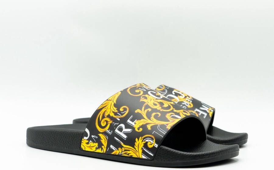 Versace Jeans Couture Logo Couture Sliders Black Gold
