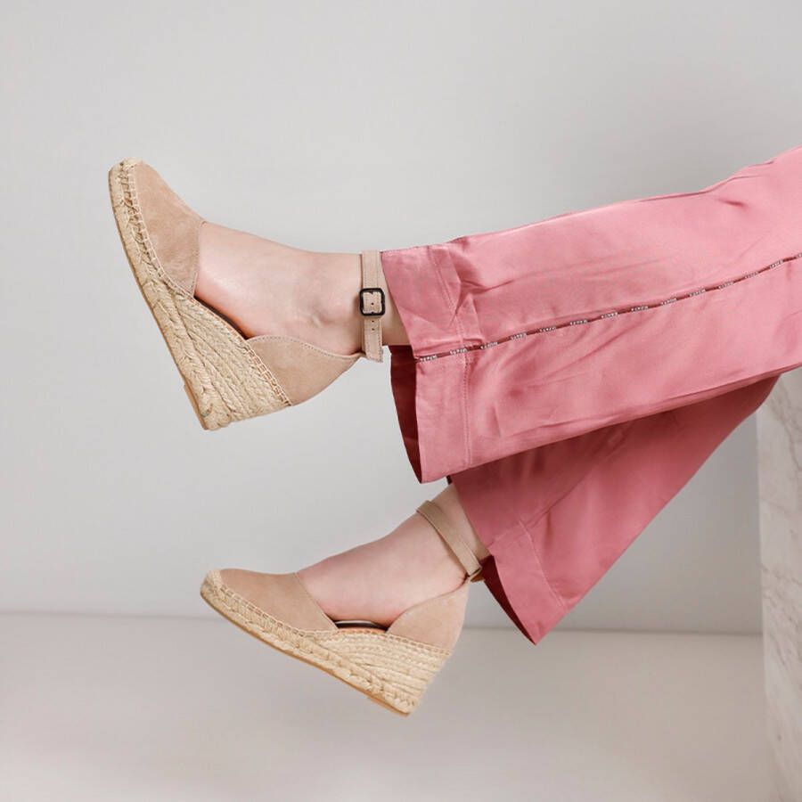 VIA VAI Flora Braid Espadrilles Met Sleehak Beige