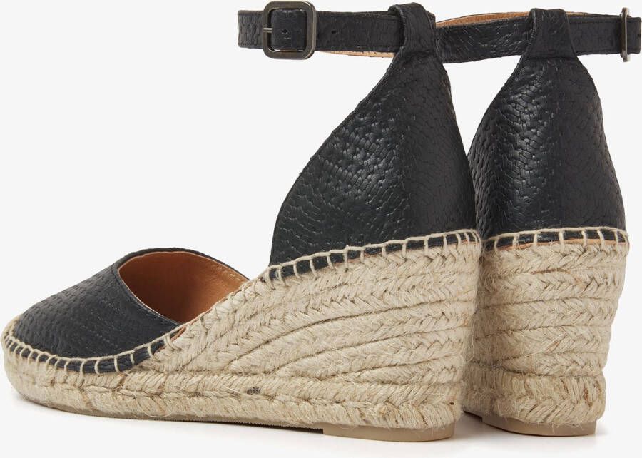 VIA VAI Flora Braid Espadrilles Met Sleehak Zwart