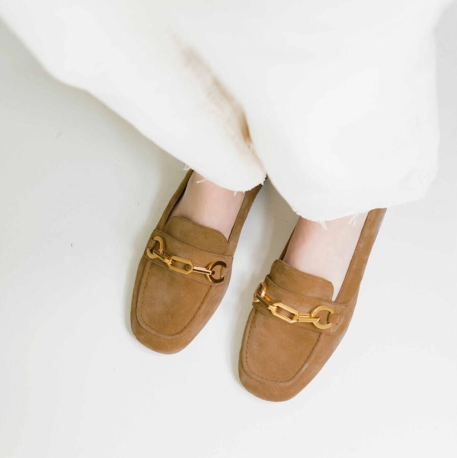 VIA VAI Indiana Leaf Loafers dames Instappers Cognac