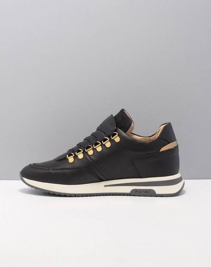 VIA VAI Nora Sade Sneakers Leer Zwart