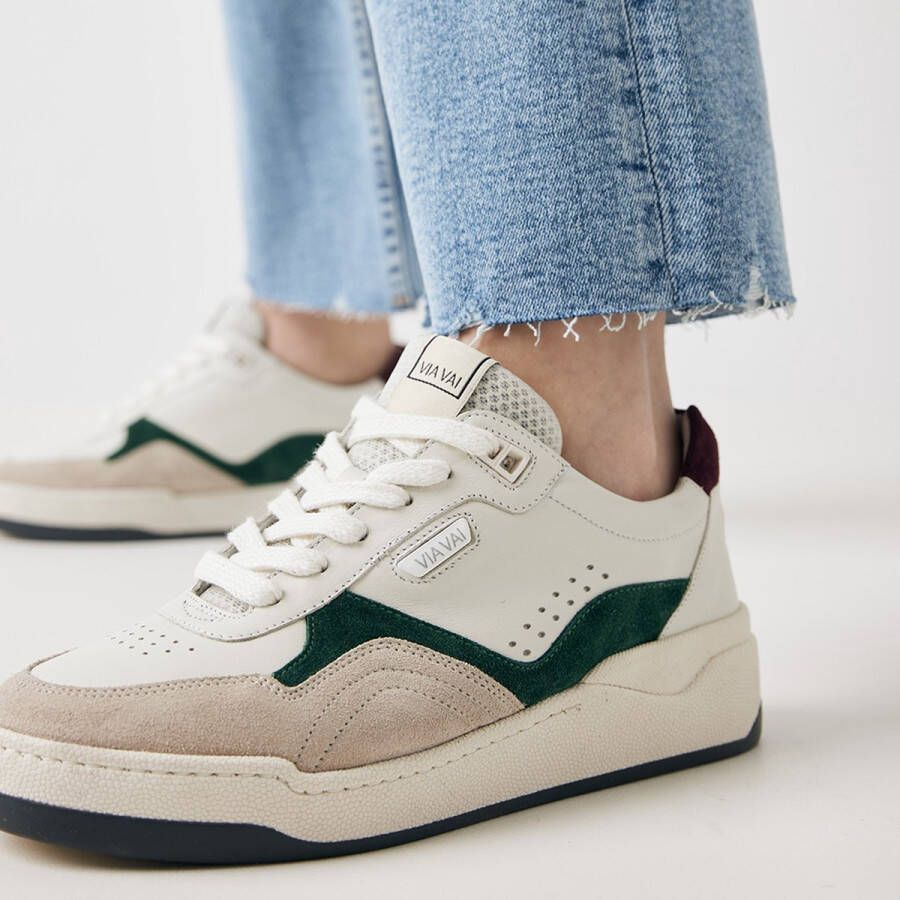 VIA VAI Sam Hudson Sneakers Wit Groen